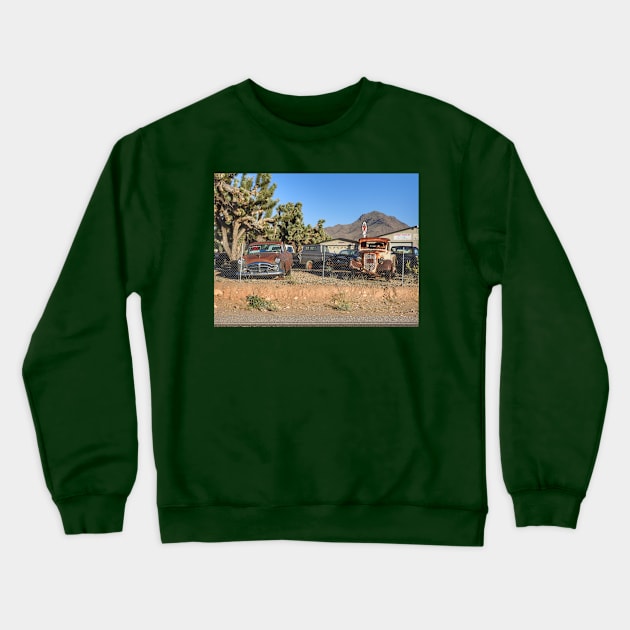 Classic Car Dealer In The Desert Photography Pattern Crewneck Sweatshirt by mikels